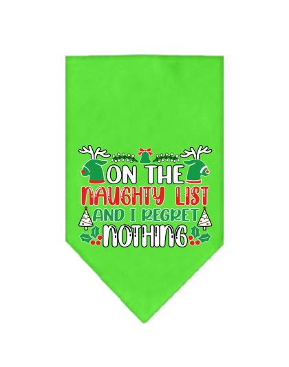 I Regret Nothing Screen Print Bandana Lime Green Size Small