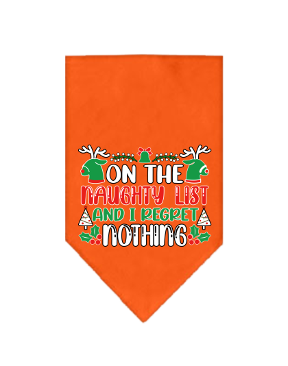 I Regret Nothing Screen Print Bandana Orange Size Small