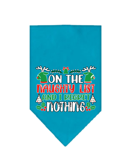 I Regret Nothing Screen Print Bandana Turquoise Size Small