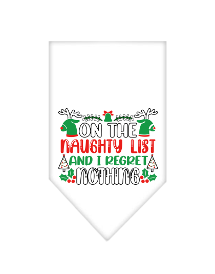 I Regret Nothing Screen Print Bandana White Size Small