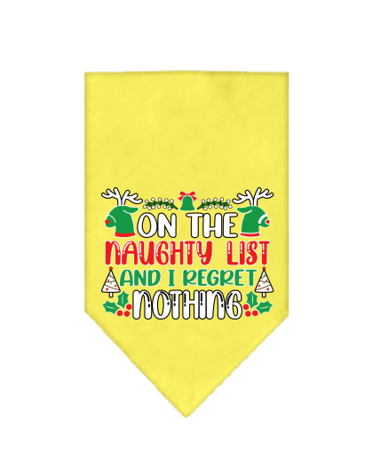 I Regret Nothing Screen Print Bandana Yellow Size Small