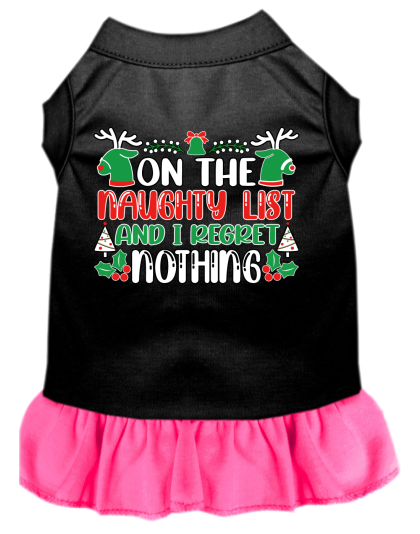 I Regret Nothing Screen Print Dog Dress Black with Bright Pink Size XS