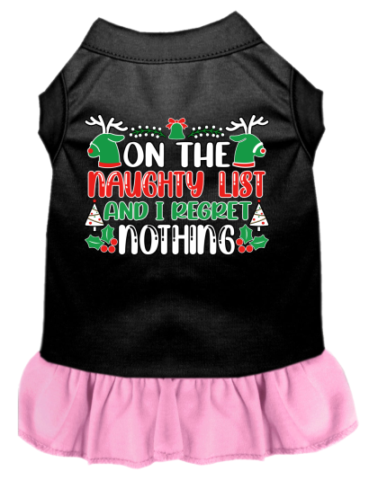 I Regret Nothing Screen Print Dog Dress Black with Light Pink Size XS