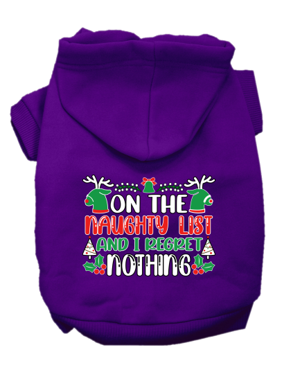 I Regret Nothing Screen Print Dog Hoodie Purple Size XS