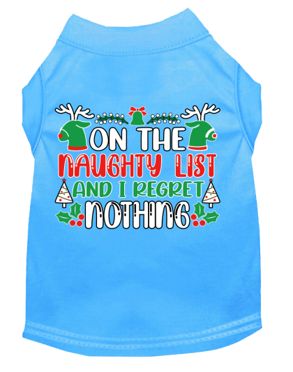 I Regret Nothing Screen Print Dog Shirt Bermuda Blue Size XS