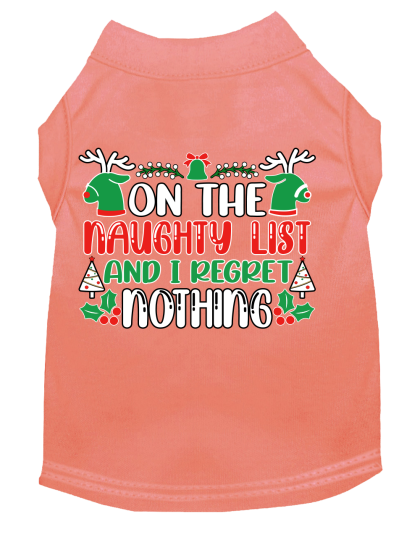I Regret Nothing Screen Print Dog Shirt Peach Size XS