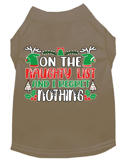 I Regret Nothing Screen Print Dog Shirt Tan Size XS