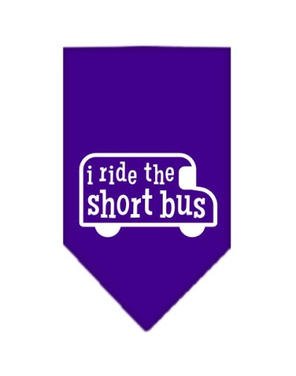 I ride the short bus Screen Print Bandana Purple Large