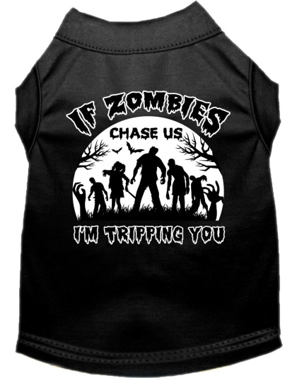 If Zombies Chase Us Screen Print Dog Shirt Black Size XS