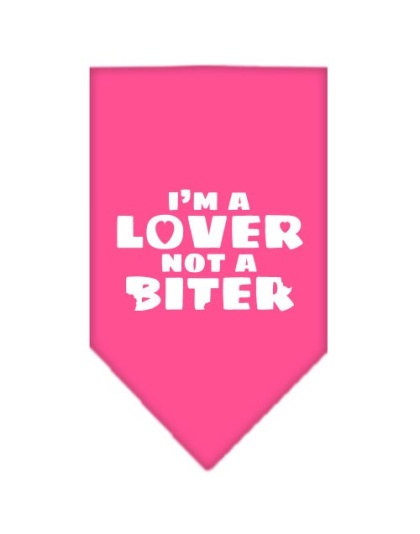 I'm a Lover Not a Biter Screen Print Bandana Bright Pink Large