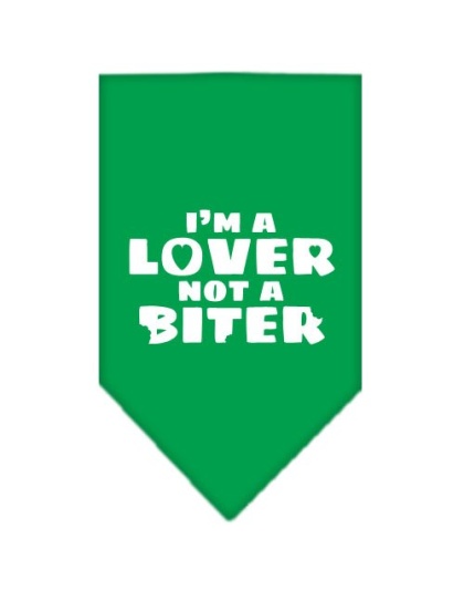 I'm a Lover Not a Biter Screen Print Bandana Emerald Green Large