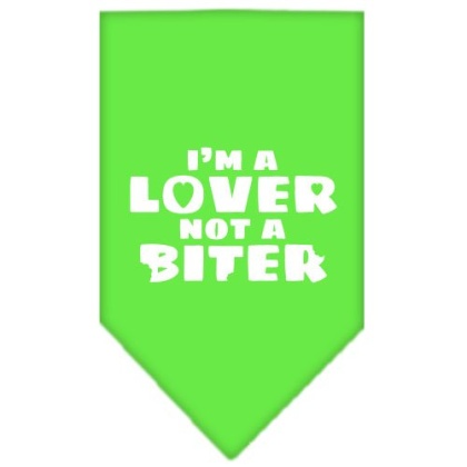 I'm a Lover Not a Biter Screen Print Bandana Lime Green Large
