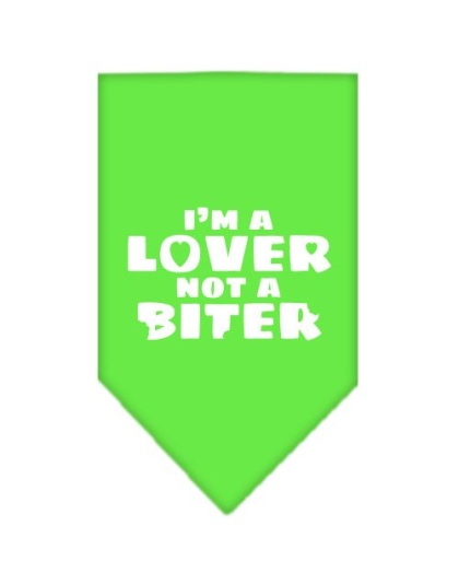I'm a Lover Not a Biter Screen Print Bandana Lime Green Large