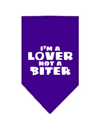 I'm a Lover Not a Biter Screen Print Bandana Purple Large