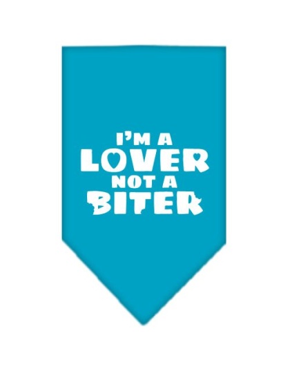 I'm a Lover Not a Biter Screen Print Bandana Turquoise Large