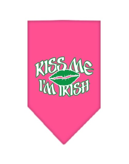 Kiss me I'm Irish Screen Print Bandana Bright Pink Large