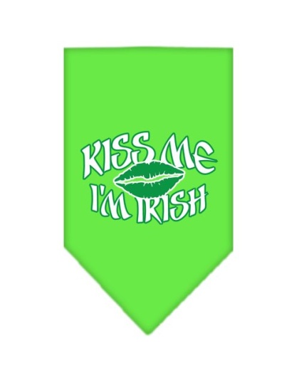 Kiss me I'm Irish Screen Print Bandana Lime Green Large