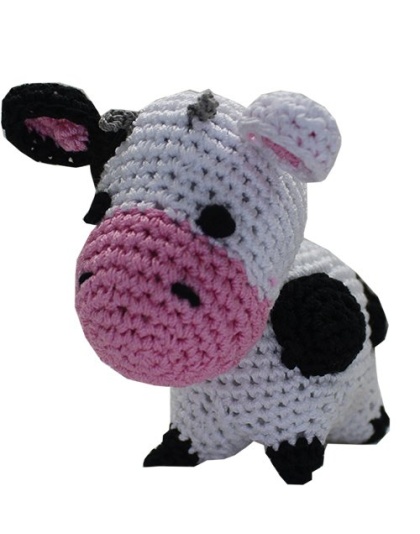 Knit Knacks Molly Moo the Cow Organic Cotton Small Dog Toy