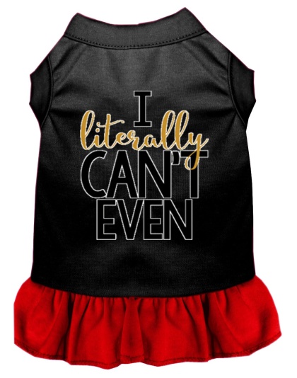 Literally Can't Even Screen Print Dog Dress Black with Red Lg