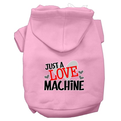Love Machine Screen Print Dog Hoodie Light Pink L
