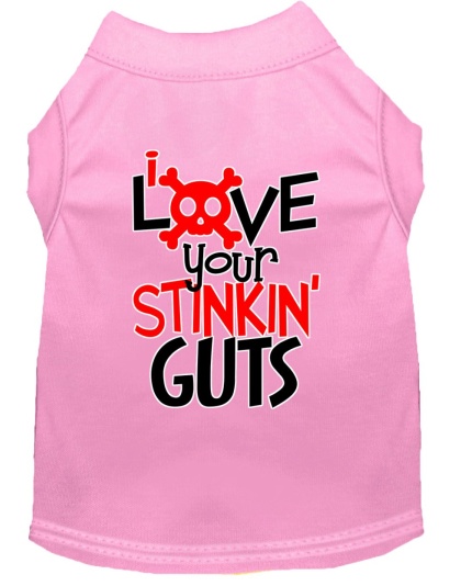 Love your Stinkin Guts Screen Print Dog Shirt Light Pink Lg