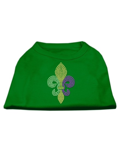 Mardi Gras Fleur De Lis Rhinestone Dog Shirt Emerald Green Lg