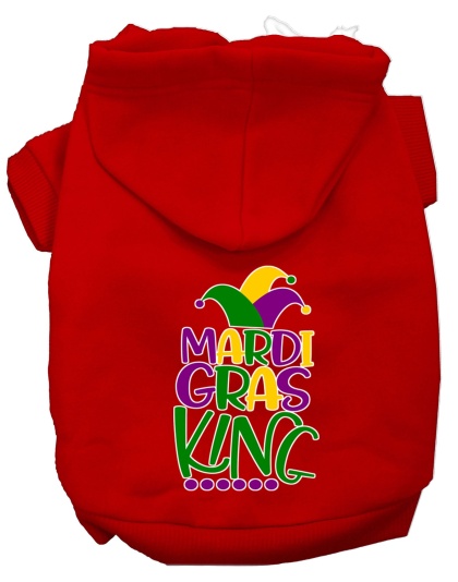 Mardi Gras King Screen Print Mardi Gras Dog Hoodie Red L