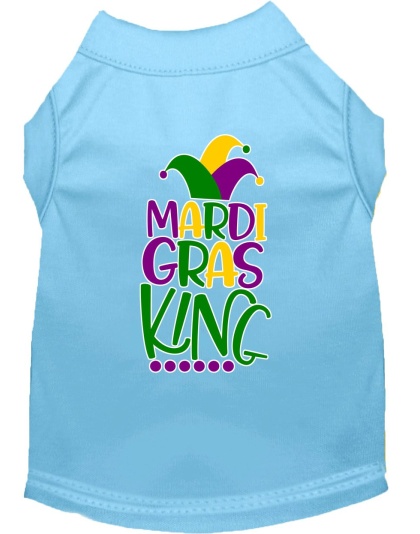 Mardi Gras King Screen Print Mardi Gras Dog Shirt Baby Blue Lg