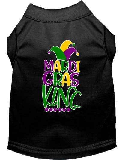 Mardi Gras King Screen Print Mardi Gras Dog Shirt Black Lg