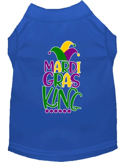 Mardi Gras King Screen Print Mardi Gras Dog Shirt Blue Lg