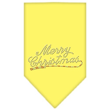Merry Christmas Rhinestone Bandana Yellow Large