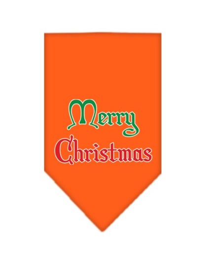 Merry Christmas Screen Print Bandana Orange Large