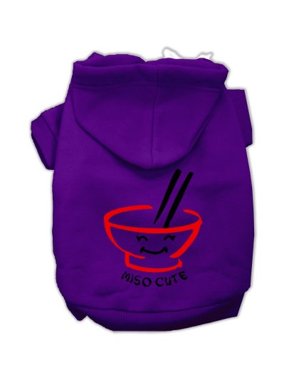 Miso Cute Screen Print Pet Hoodies Purple Size Lg