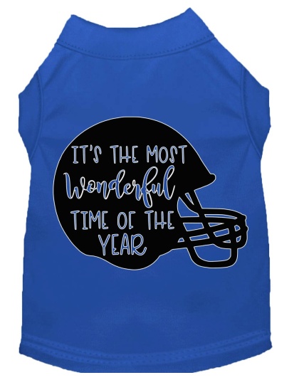 Most Wonderful Time of the Year (Football) Screen Print Dog Shirt Blue Lg