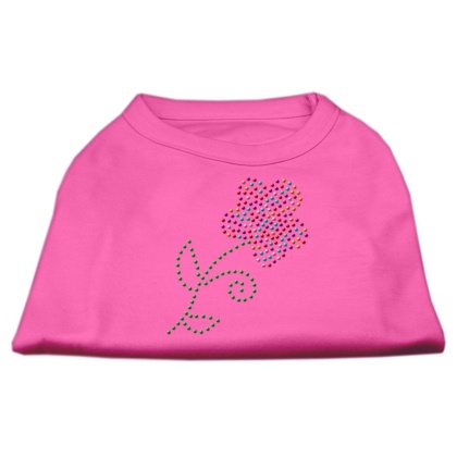 Multi-Colored Flower Rhinestone Shirt Bright Pink L