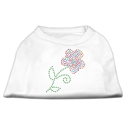 Multi-Colored Flower Rhinestone Shirt White L