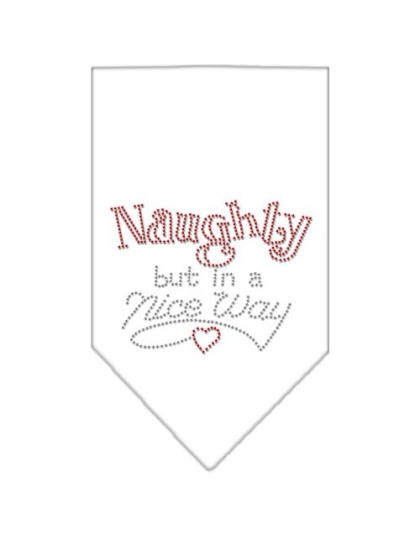 Naughty but in a Nice Way Rhinestone Bandana White Large