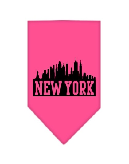 New York Skyline Screen Print Bandana Bright Pink Large