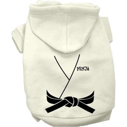Ninja Costume Screen Print Dog Hoodie Cream Size XS