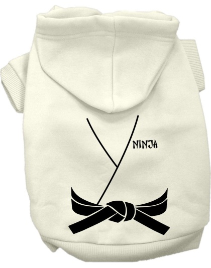 Ninja Costume Screen Print Dog Hoodie Cream Size XS
