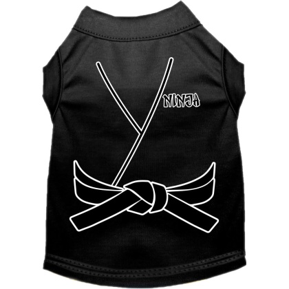 Ninja Costume Screen Print Dog Shirt Black Size XS