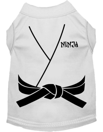 Ninja Costume Screen Print Dog Shirt White Size XS