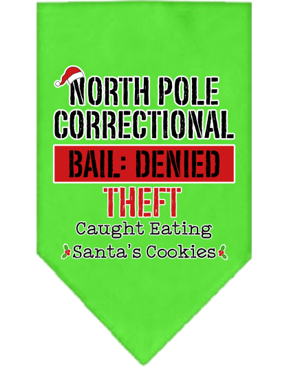 North Pole Correctional Screen Print Bandana Lime Green Size Small
