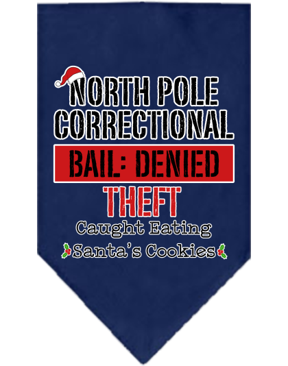 North Pole Correctional Screen Print Bandana Navy Blue Size Small