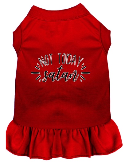 Not Today Satan Screen Print Dog Dress Red 4X (22)
