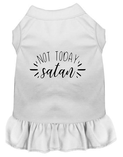 Not Today Satan Screen Print Dog Dress White 4X (22)