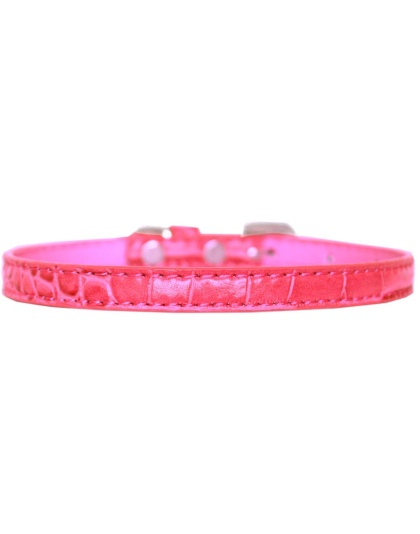Omaha Plain Croc Dog Collar Bright Pink Size 10