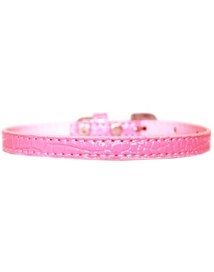 Omaha Plain Croc Dog Collar Light Pink Size 10