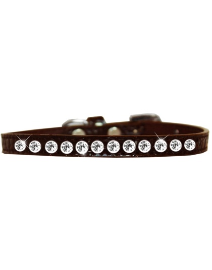 One Row Clear Jewel Croc Dog Collar Chocolate Size 10