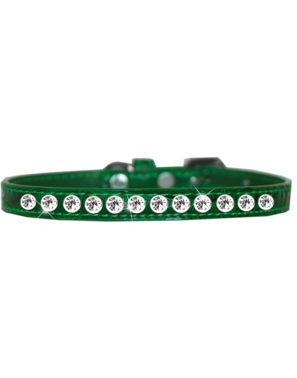 One Row Clear Jewel Croc Dog Collar Emerald Green Size 10